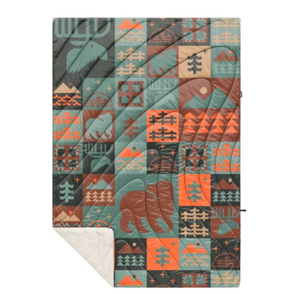 Rumpl Sherpa Fleece Puffy Blanket, Forest Cabin Color